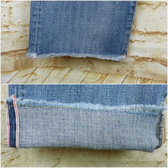 Vince Selvedge Jeans Womens 28 Blue Union Slouch Distressed Ankle Button Fly - Picture 9 of 16